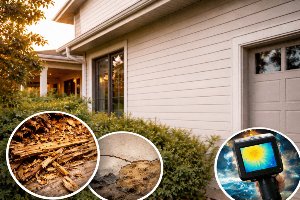 Home inspection revealing major issues before property purchase